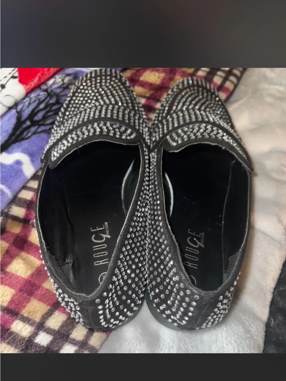 Rouge Helium Black Studded Loafers